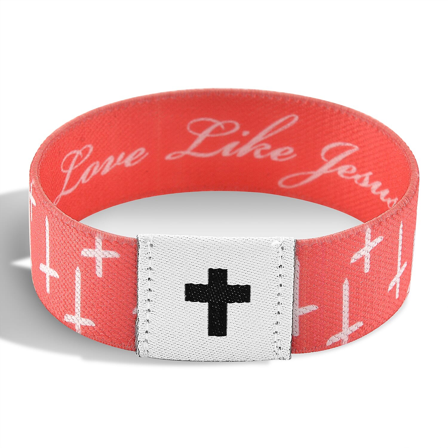 NFC Scan Daily Bible Verse Polyester Stretch Bracelet – Pink 7-8In