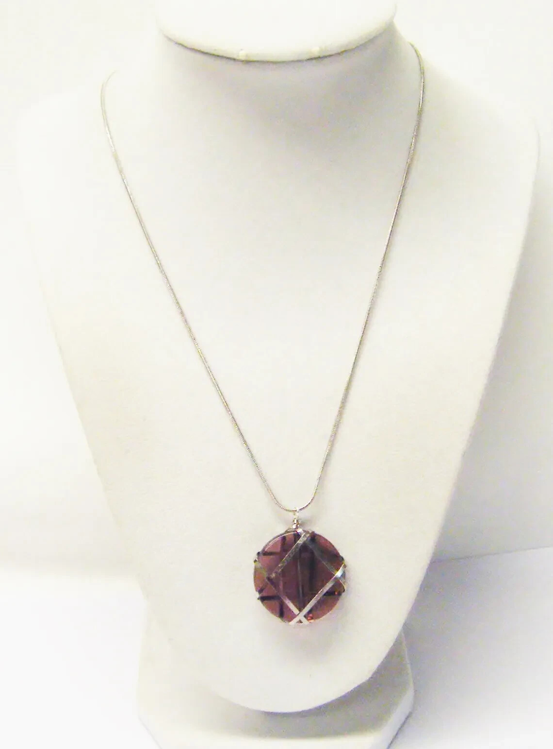 Round Wire Wrapped Purple Glass Charm Necklace