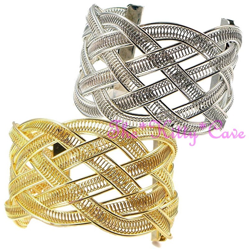 Debenhams Wide Vintage Lattice Plaited Braided Weave Woven Feature Bracelet Cuff