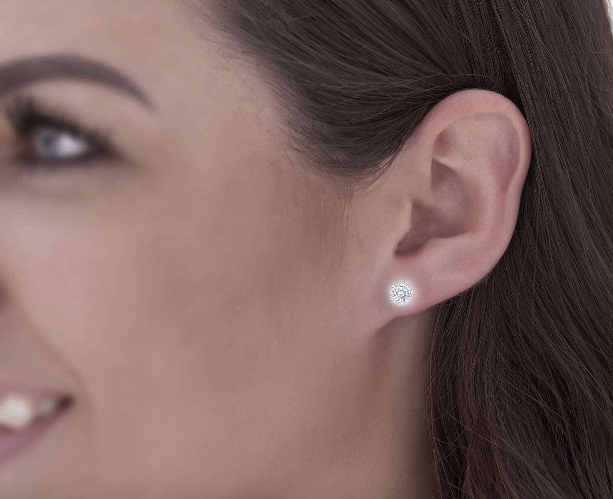 New Fashion 18k Gold Plated round cut Stud Earrings 3.45 carats by ORROUS