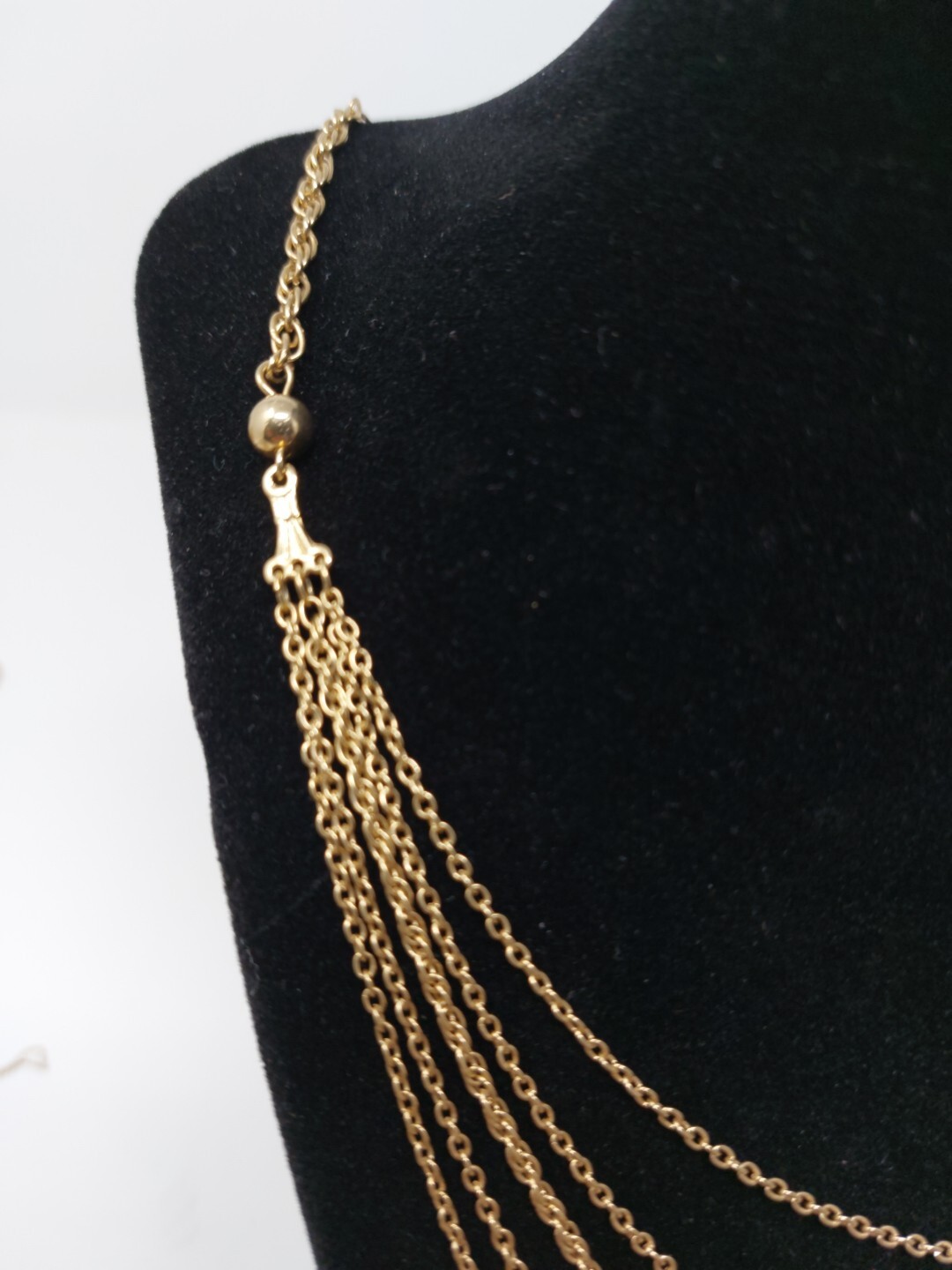 Gold tone 4 tier Layered Statement Necklace 20.5″