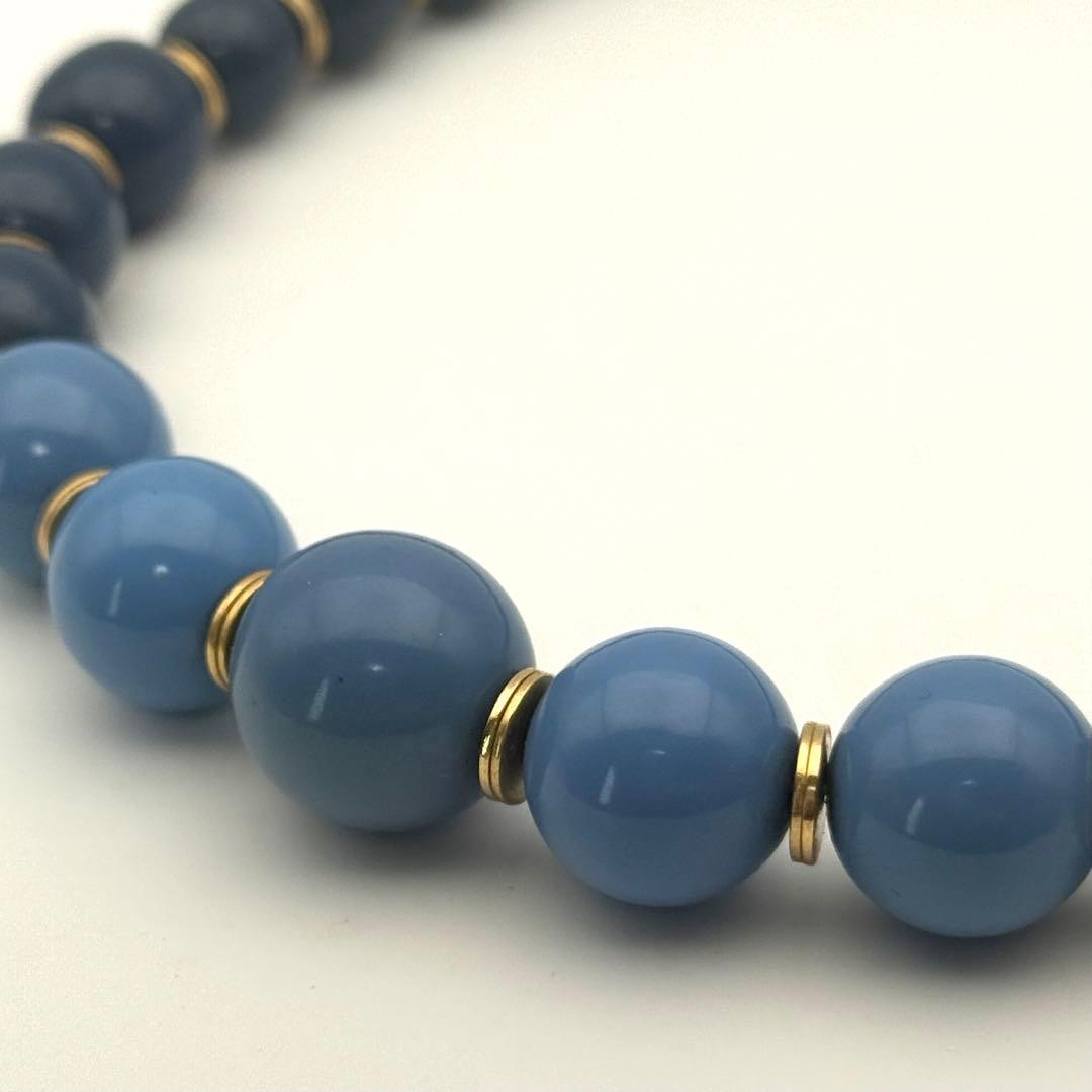 Yves Saint Laurent Beads Choker Necklace Blue Length: 17.7 in. Vintage