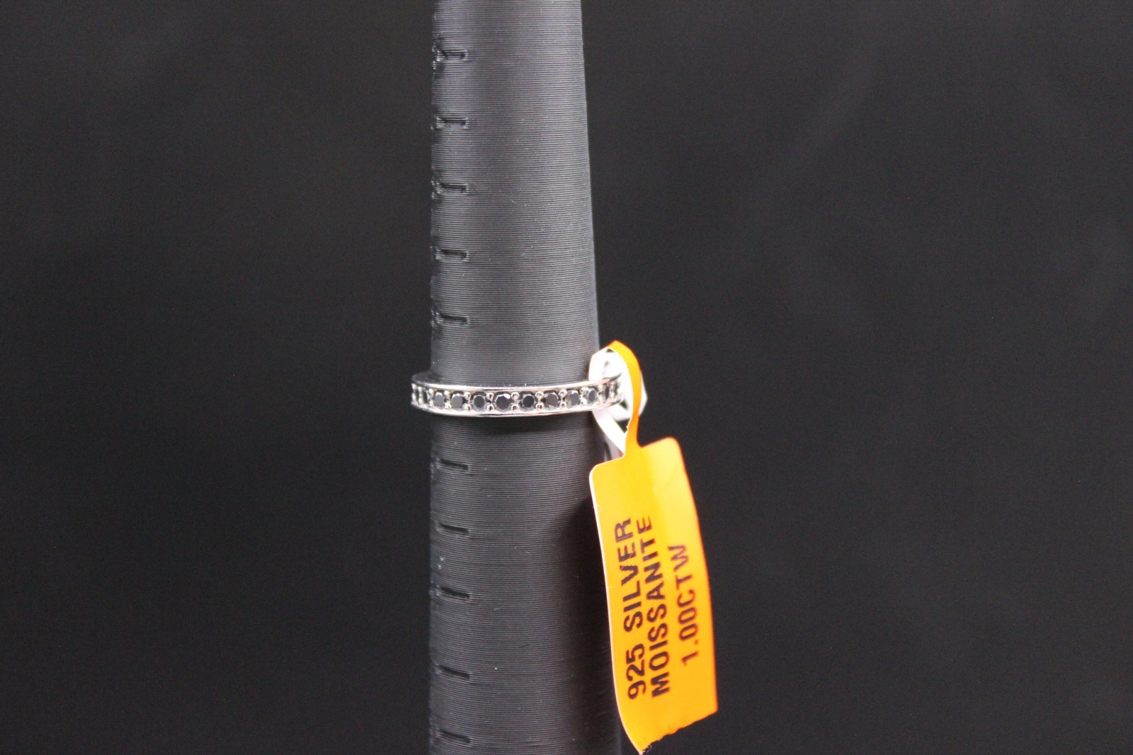 925 Sterling Silver Ring with 1.0 CT Black Moissanite Stones – Size 6