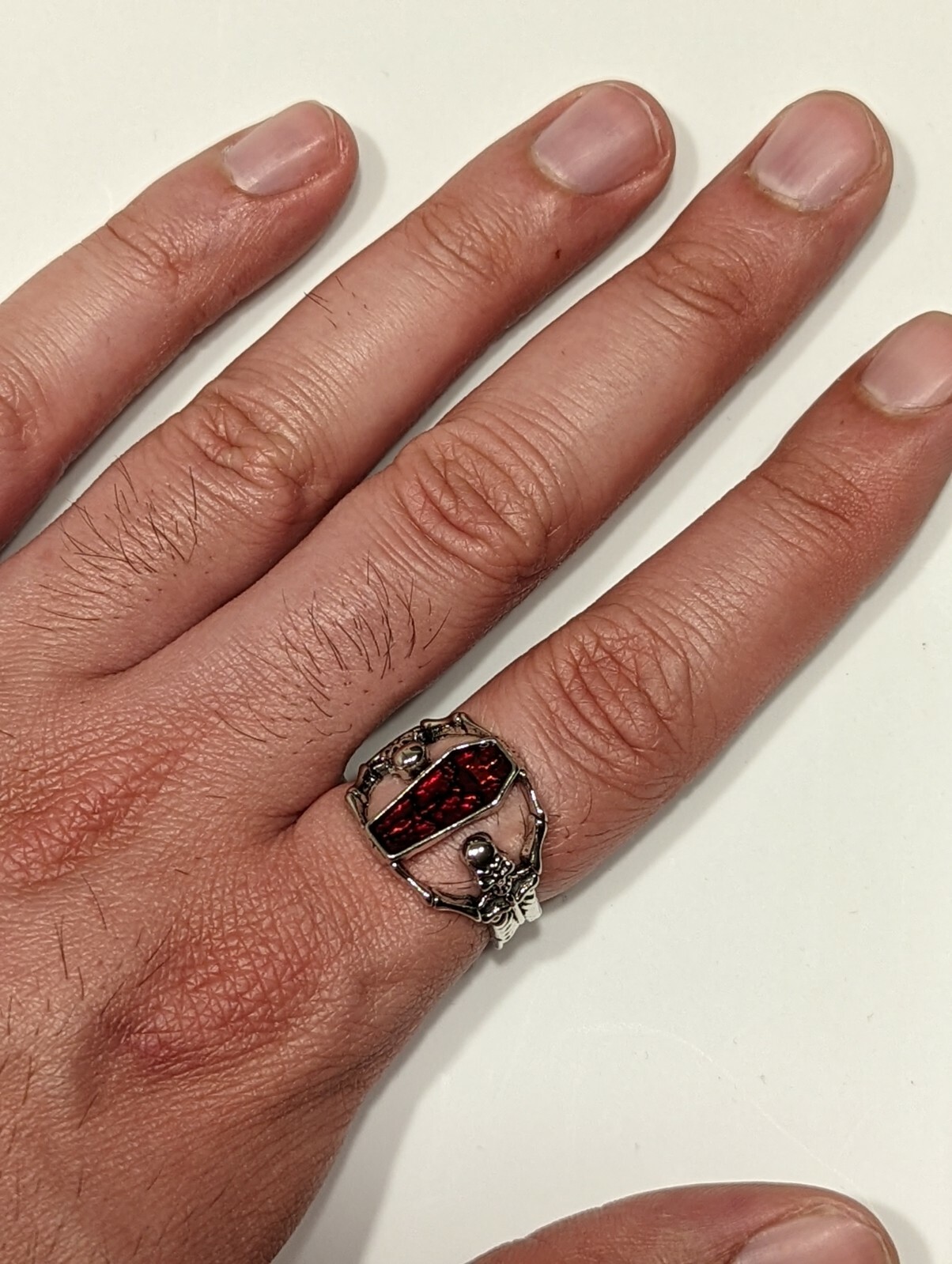 New Vintage Punk Skull Ring Unisex Hip Hop Engagement Rings Fashion Red Zircon