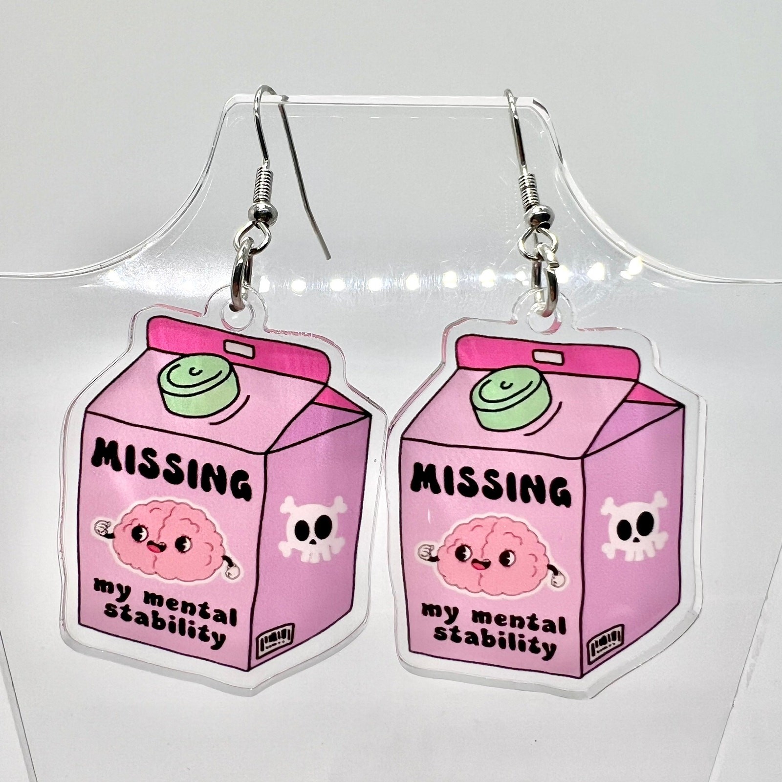 Anxiety Earrings – Funny Earrings – Missing My Mental Stability Quote Accessory