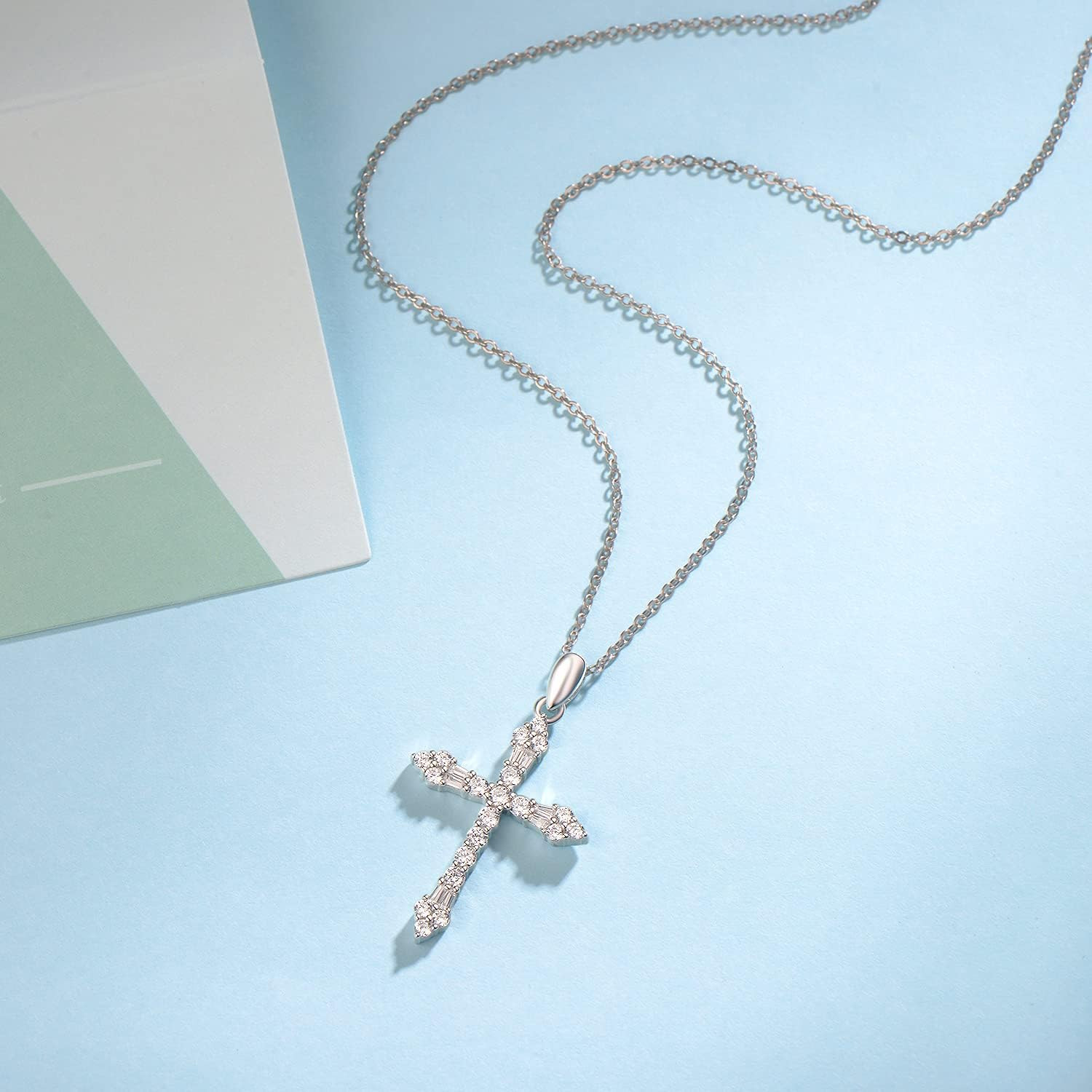 Cross Necklace for Women Sterling Silver Cubic Zirconia Twisted Cross Infinity O