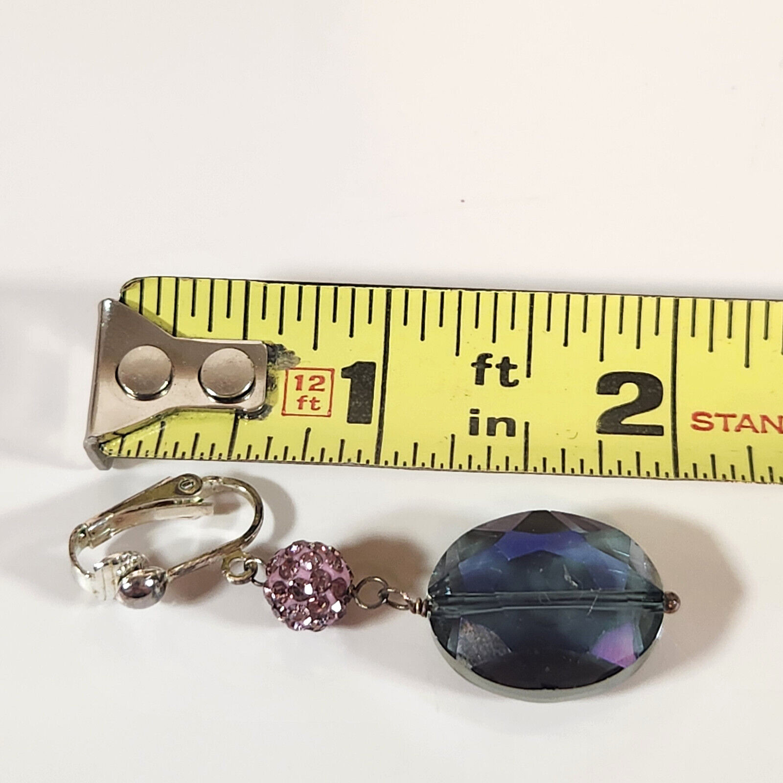 Beaded Necklace Clip Earrings Purple Blue Pink Iridescent Smoky Special Occasion