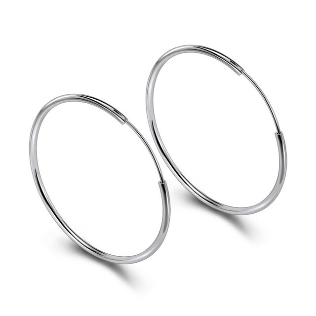 2Pcs SOLID STERLING SILVER PLAIN 1.2MM THICK ROUND ENDLESS HOOP 7-25MM Gift PE16