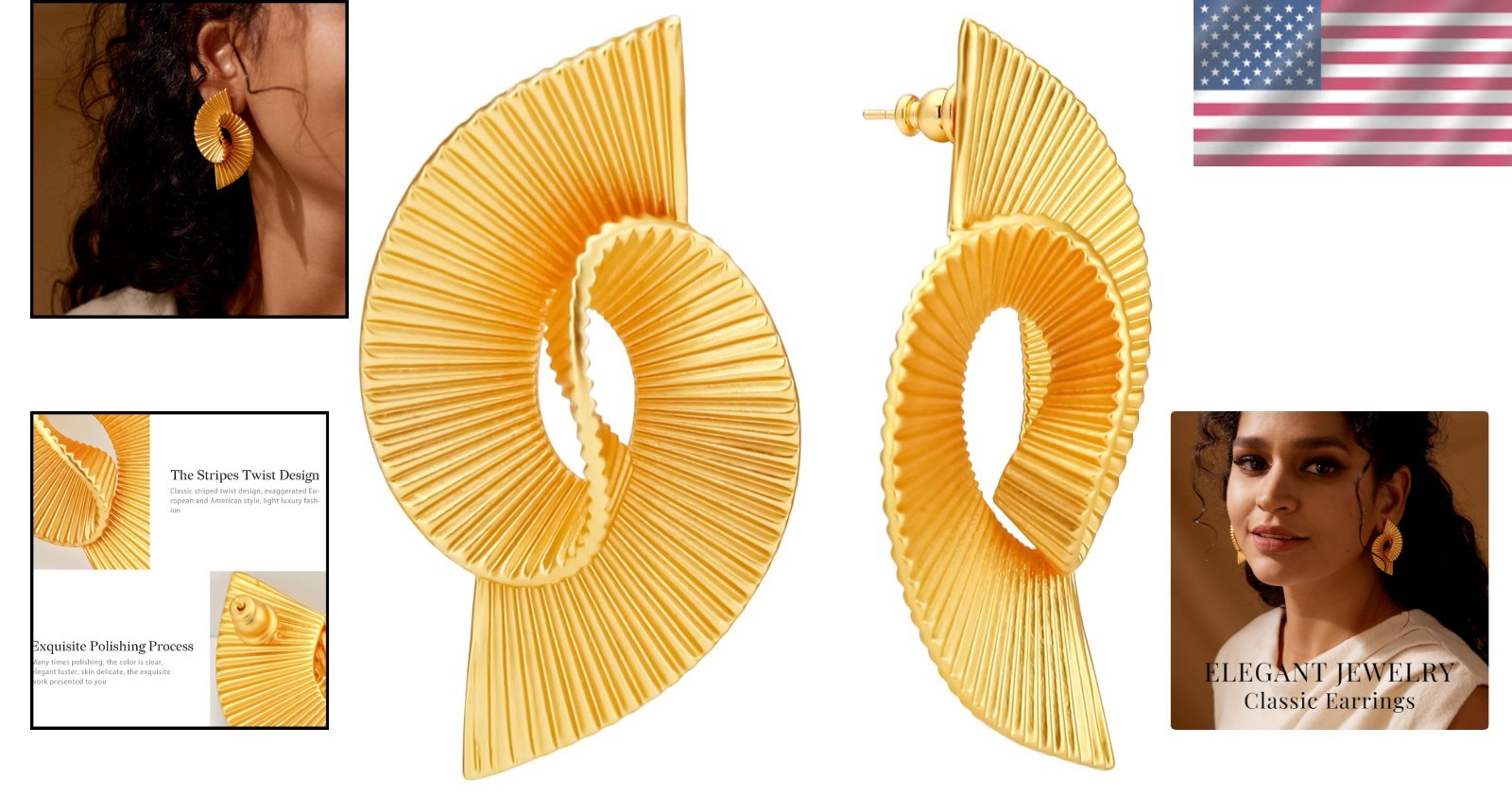 Exaggerated 18K Gold Dangle Earrings for Women – Ideal Gift for Any Occasion