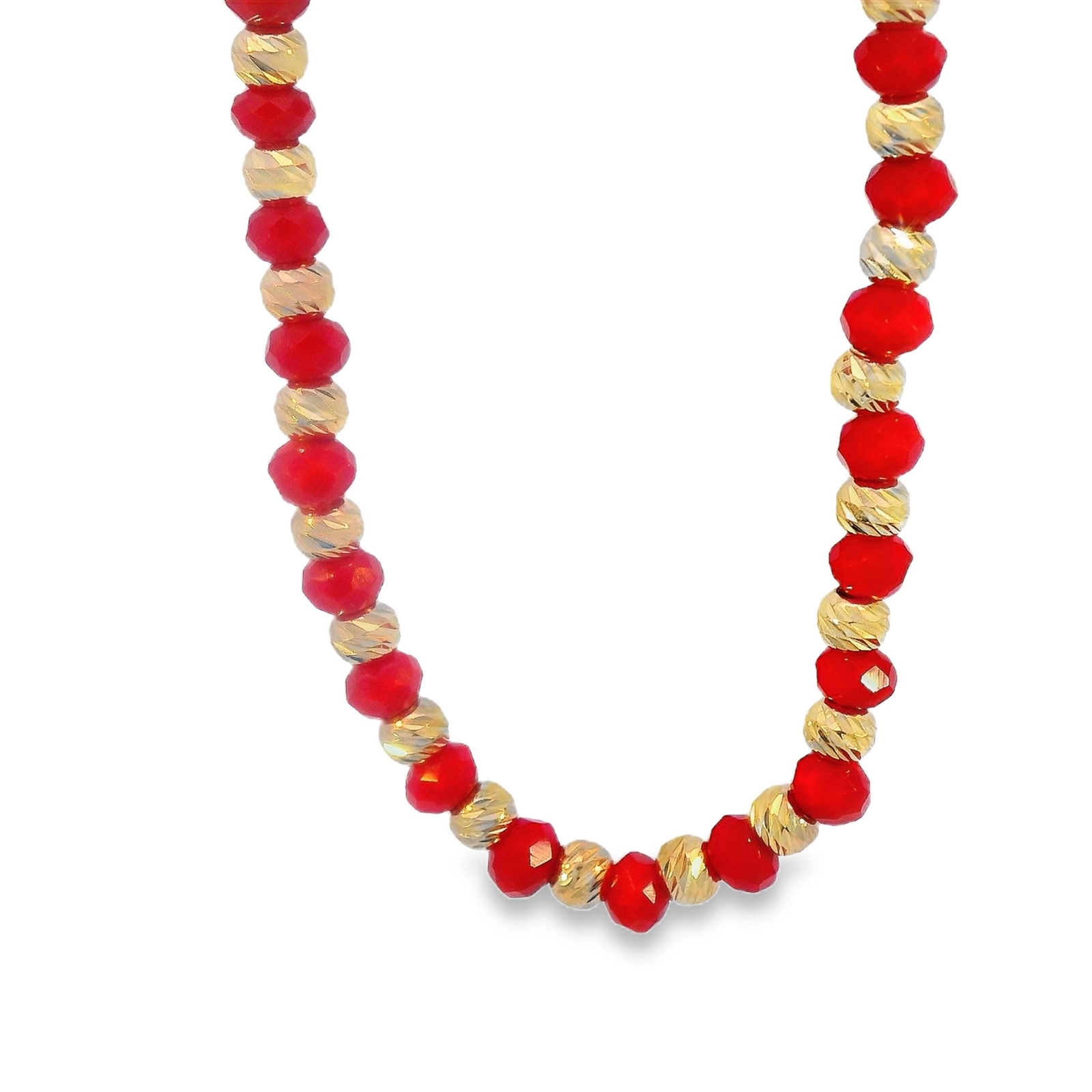 14k Solid Gold Beaded Ball Bracelet Red – 7″ Length – Gift for Women – Stylish