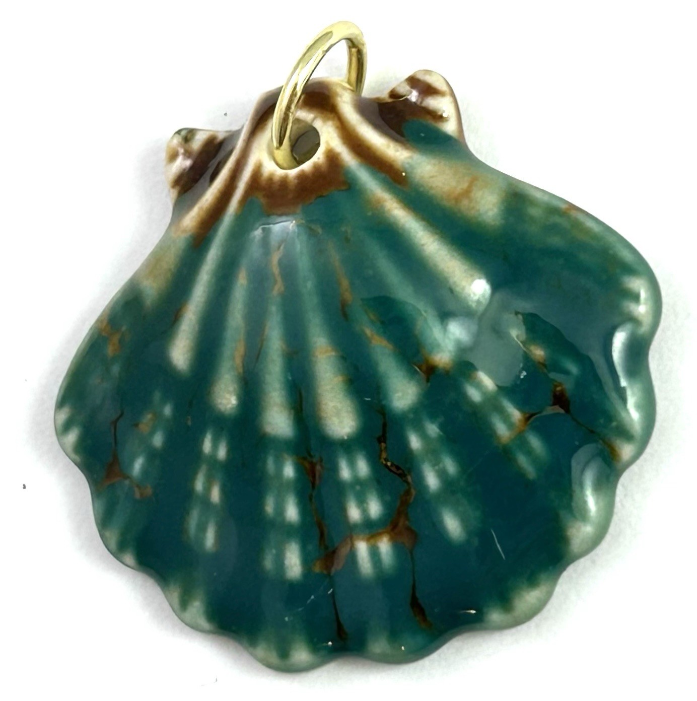 Seashell Necklace Pendant Scallop Shell Glazed Porcelain Jewelry