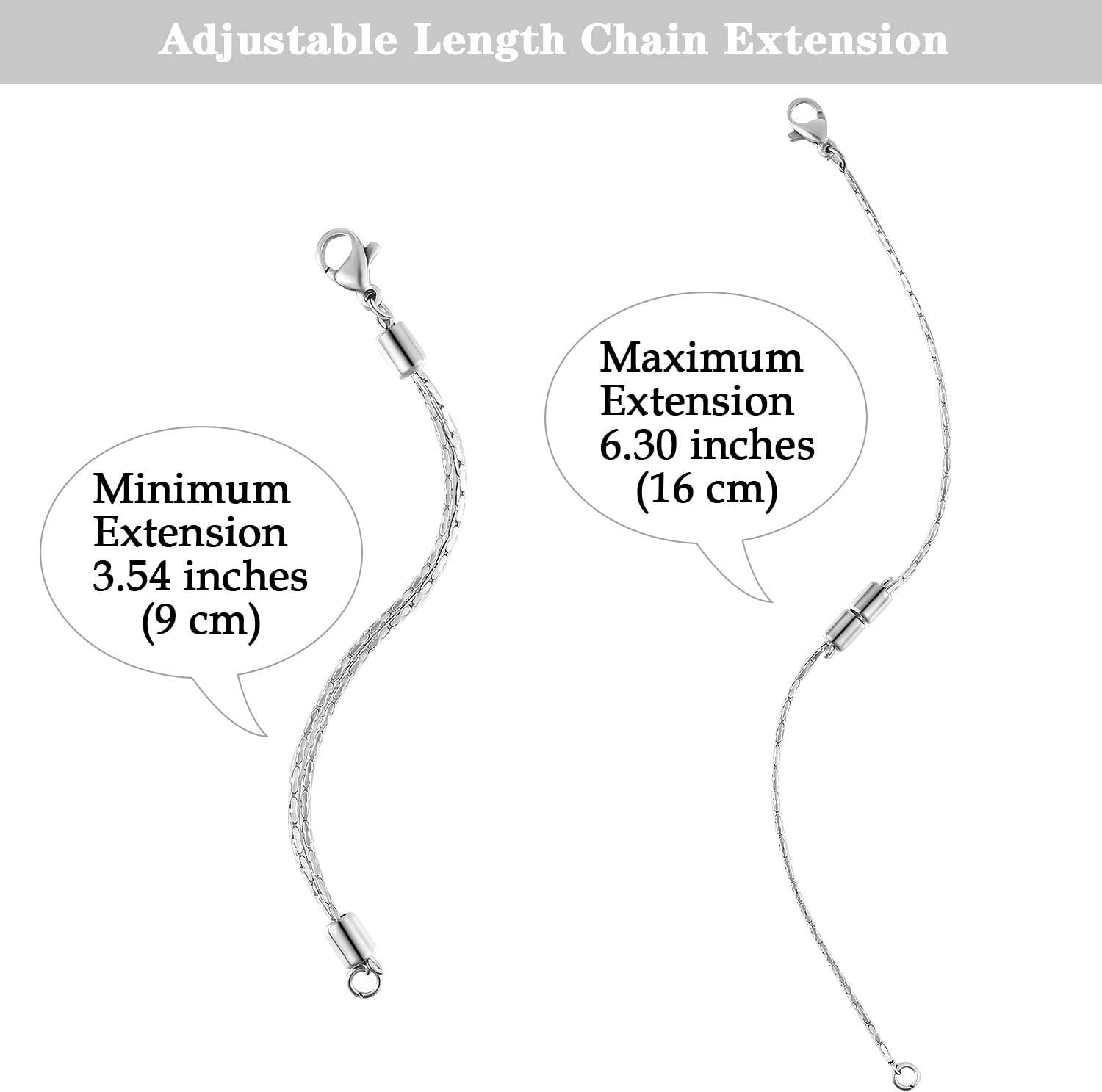 Stainless Steel Necklace Extender Chain Adjustable Silver Necklace Chain Extende