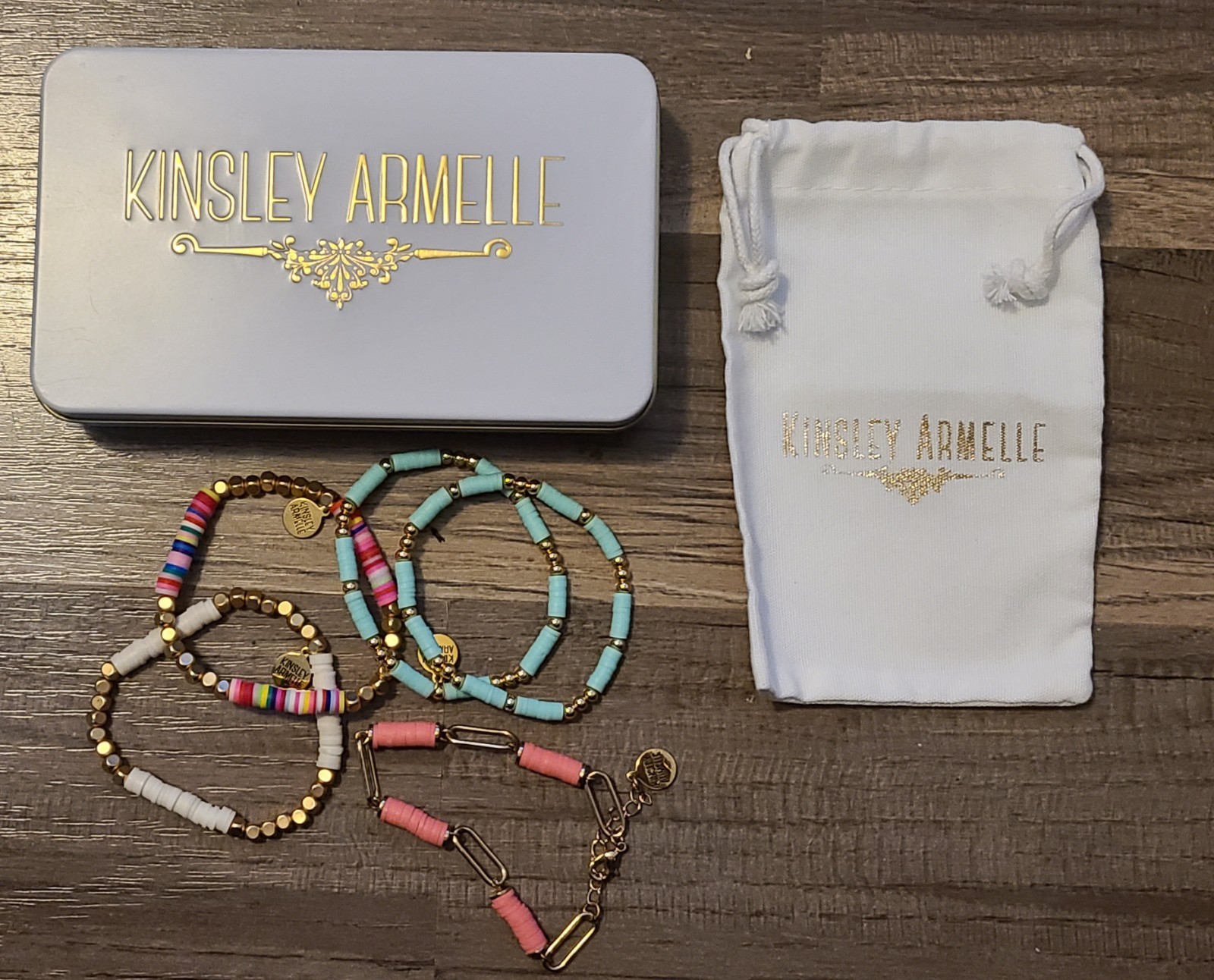 LOT (5) Kinsley Armelle Beaded Stacked Collection Bracelet Bangles New