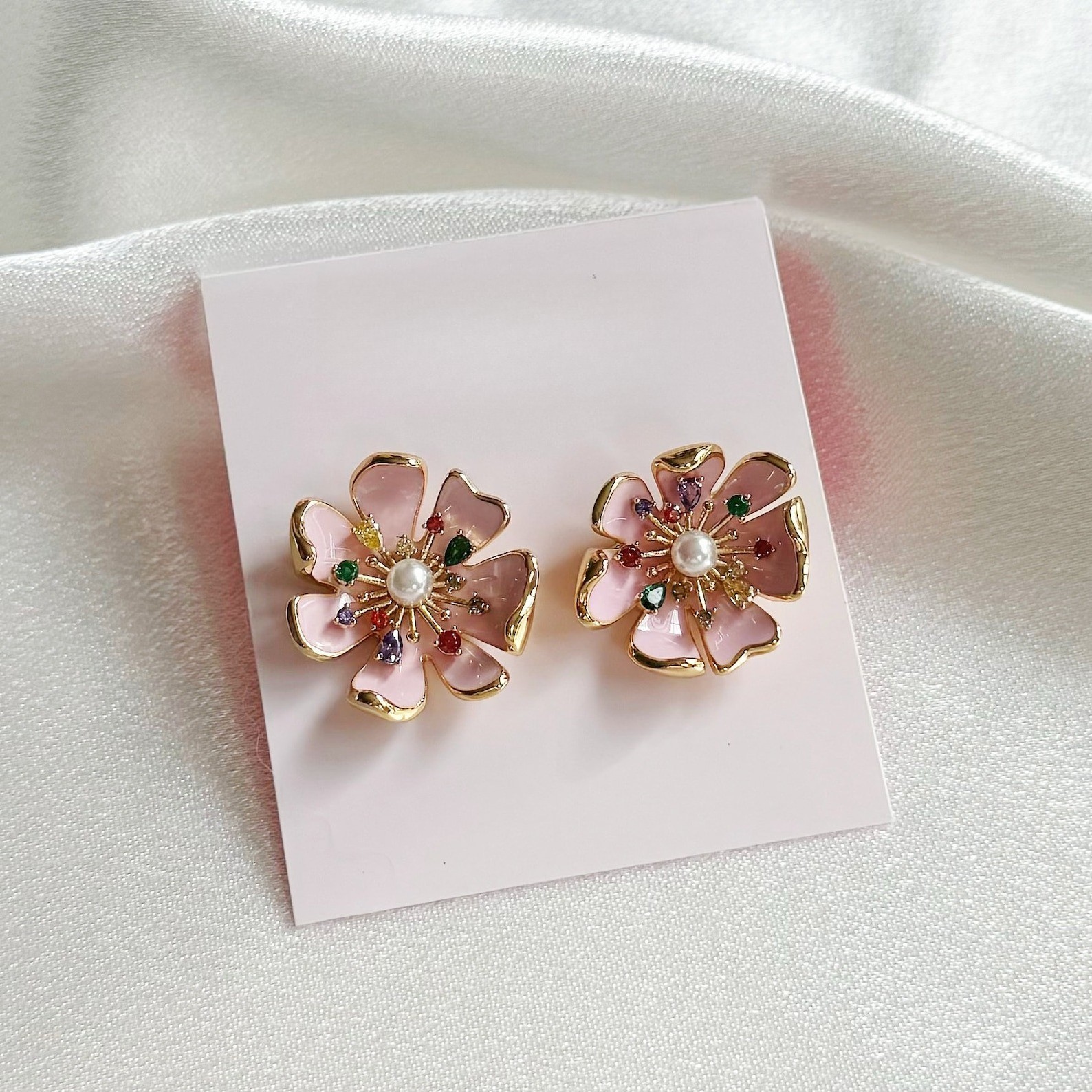 Kate Flower Bloom light pink stud earrings Gift for her
