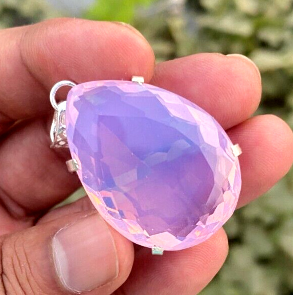 95+ Cts Certified Natural Fire Opal Pear Cut Gemstone Solid 925 Silver Pendant