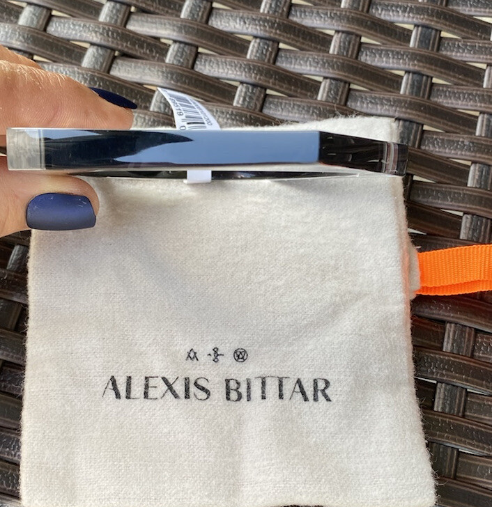 100% Authentic ALEXIS BITTAR ASYMMETRICAL PENTAGON Black Lucite BRACELET