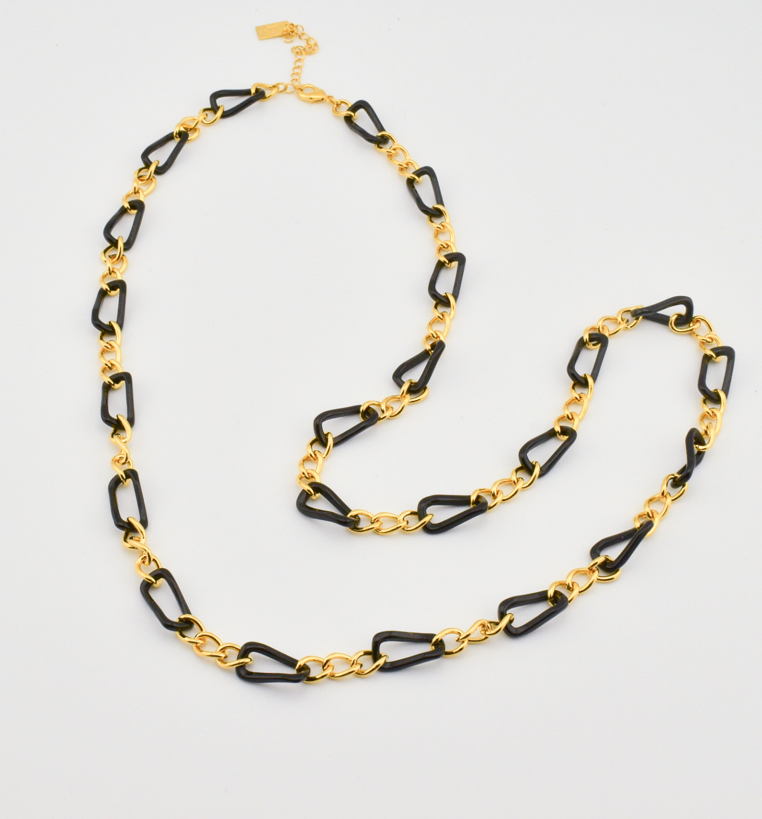 Elizabeth Taylor Black & Gold-Tone Statement 35in Chain Necklace With Box