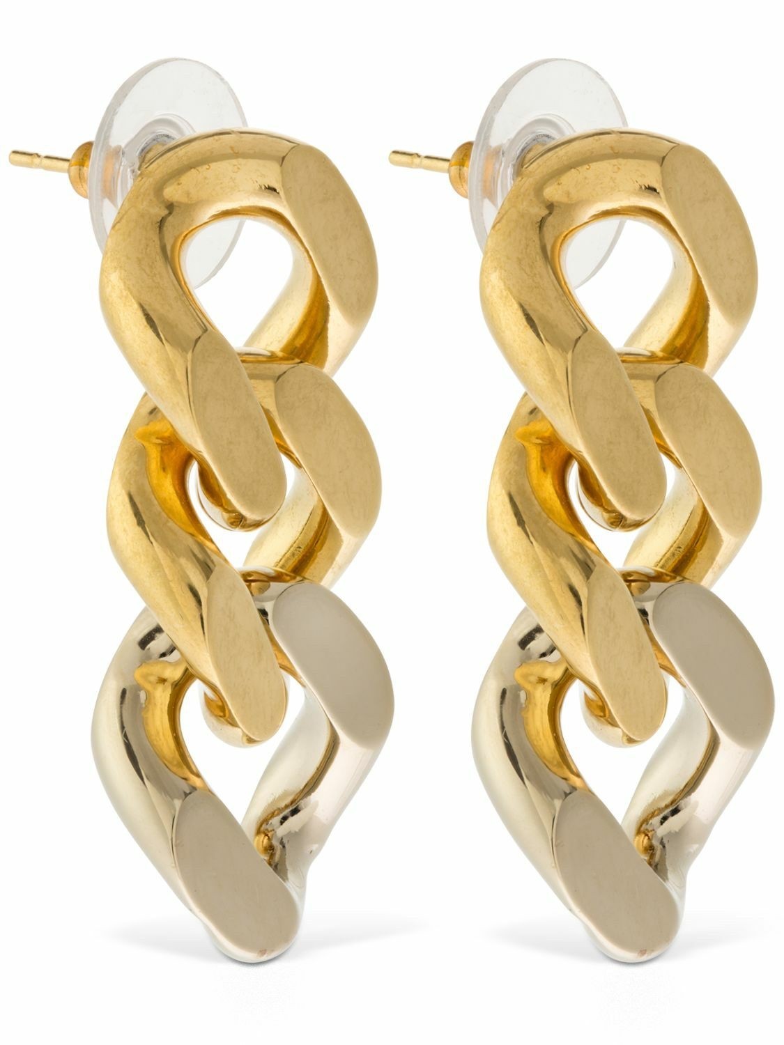 NIB Saint Laurent YSL Triple Curb Chain Link Antique Gold Drop Earrings $795