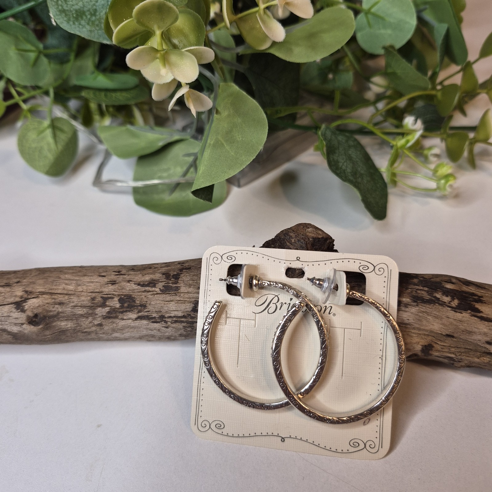NEW! Brighton Secret Of Love Hoop Post Earrings Crystals 1 1/2” NWOT