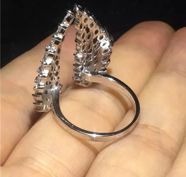 Angel Wing Cubic Zirconia Rhodium Plated Ring