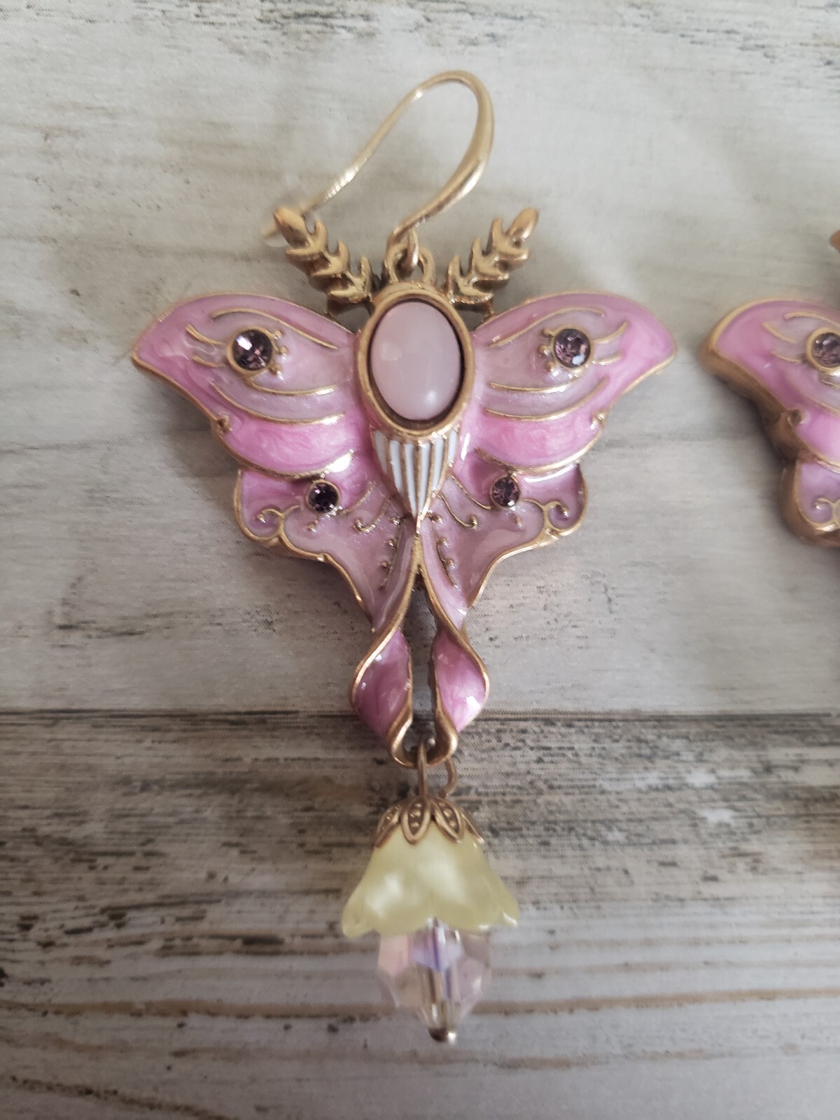 Luna moth earrings pink pretty cute jewelry love boho hippie gift adorable sweet