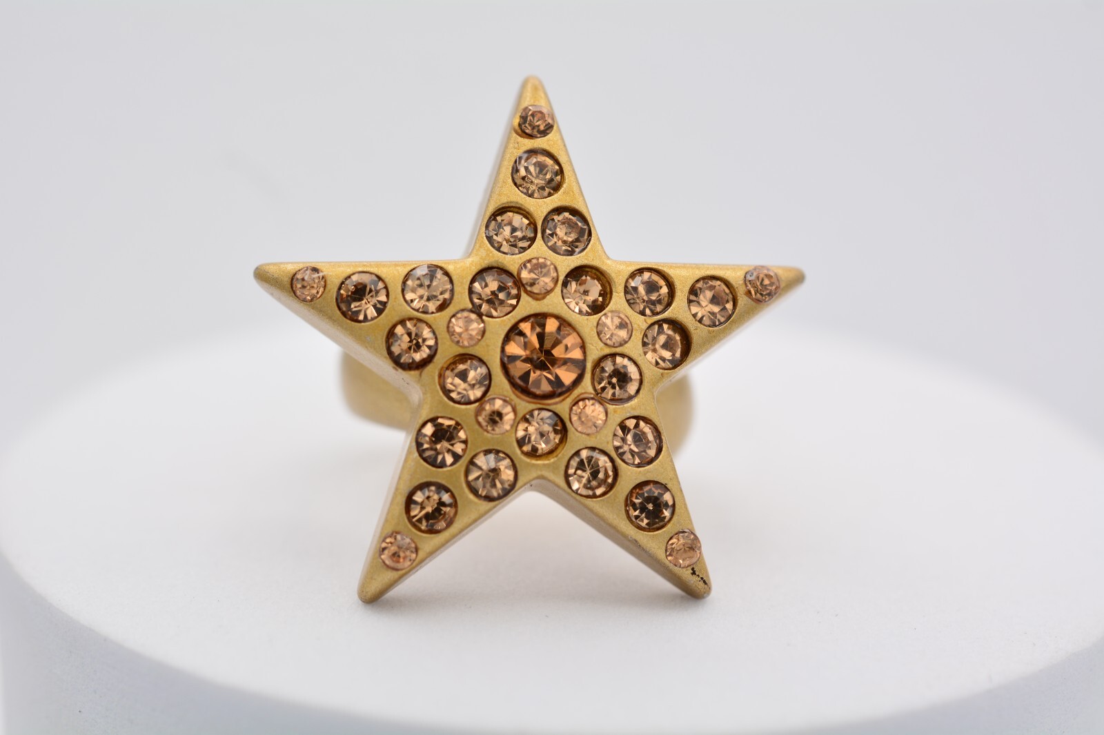 Star Cocktail Ring Rhinestone Crystal Lucite Red Purple Brown Gold Navy Silver