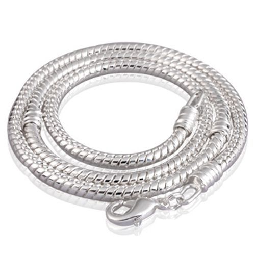 20 INCH SILVER NECKLACE LOBSTER CLASP SNAP CLOSURE FOR EUROPEAN BEAD/CHARM L20