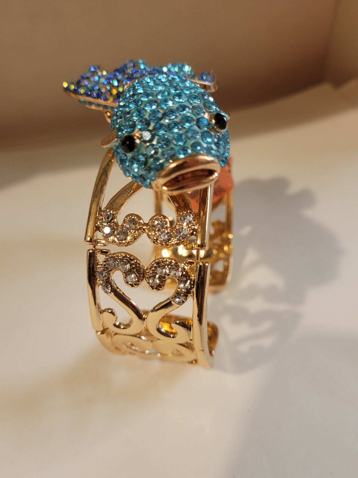Fish Rhinestone Crystal Bracelet with detachable Fish Pin