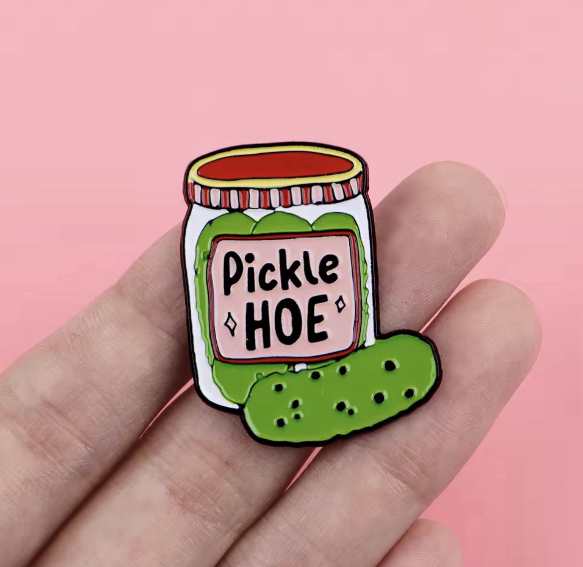 Pickle Hoe Jar Style 1pc Rubber Pin Backer Humor Pickle Hoe Pin FREE SHIPPING