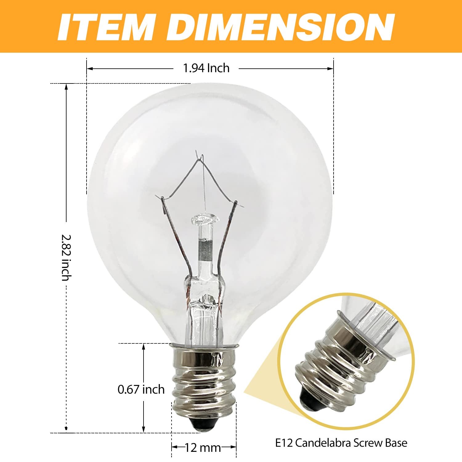 LinMiFo Wax Warmer Bulbs 6 Pack, G50 25 Watt Light 6 Count (Pack of 1), Clear