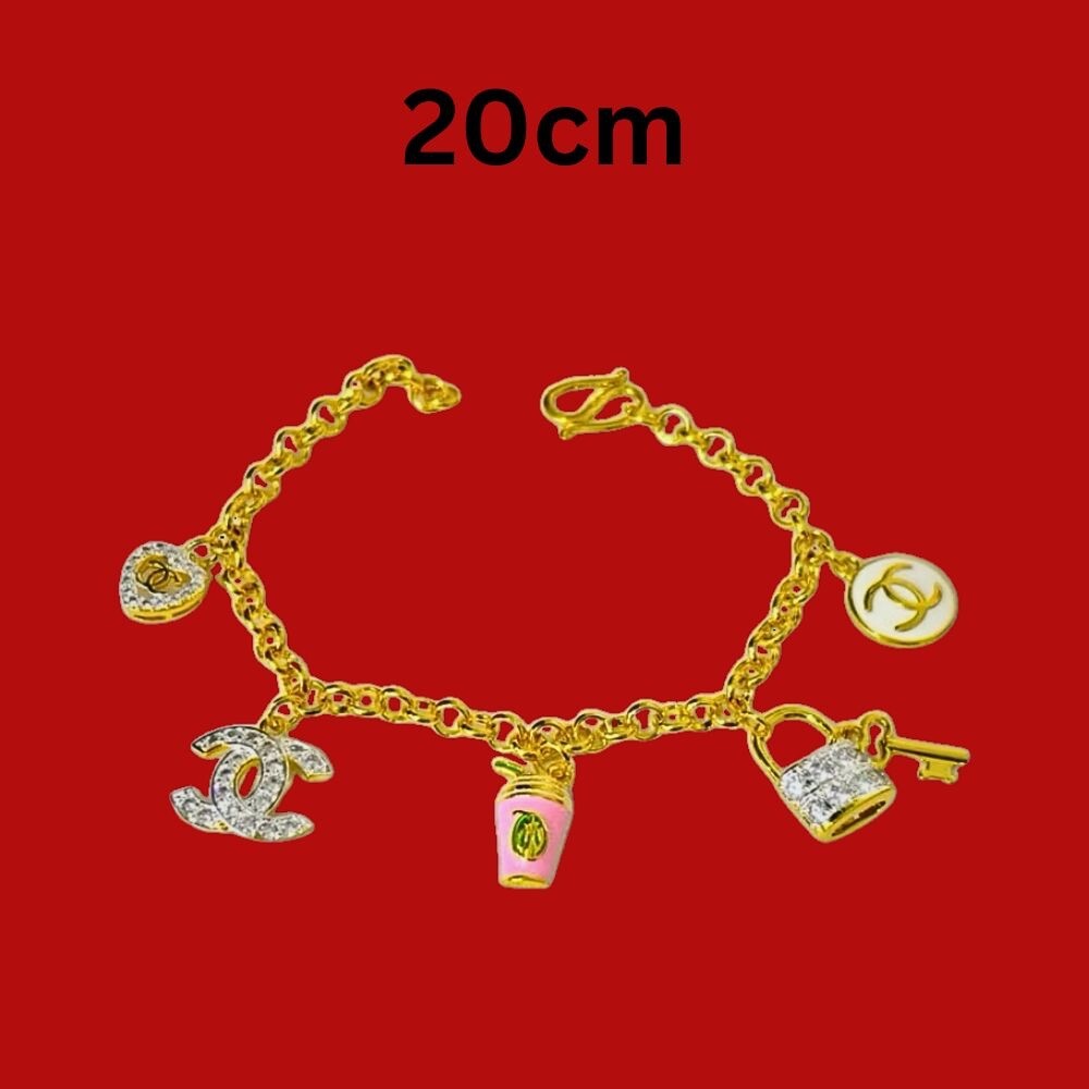 18K 22K 23K 24K THAI BAHT YELLOW GOLD WOMEN 20cm Bracelet