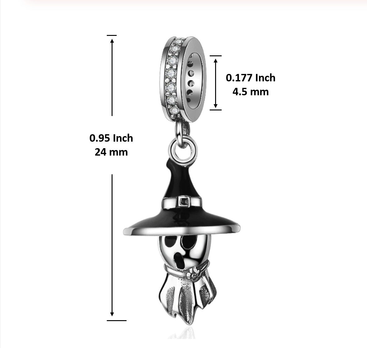 Scary Cute Ghost Witch Charm 925 Sterling Silver – Fits all Charm Bracelets
