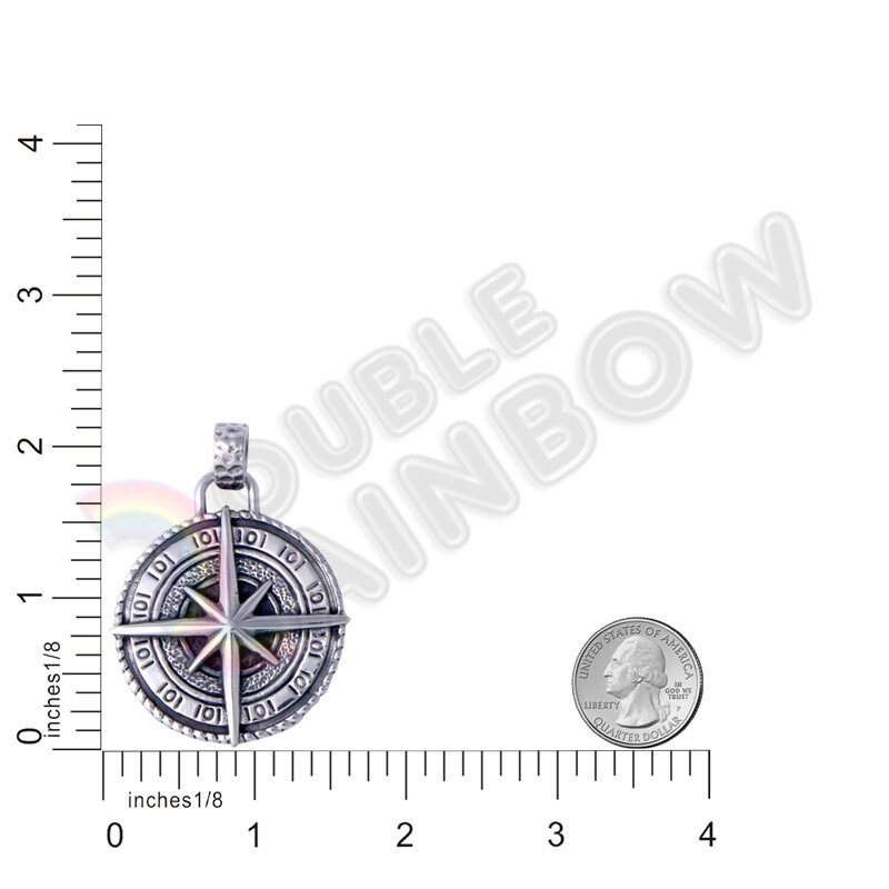 Antique North Star Compass Stainless Steel Pendant Necklace 3mm Chain*P128