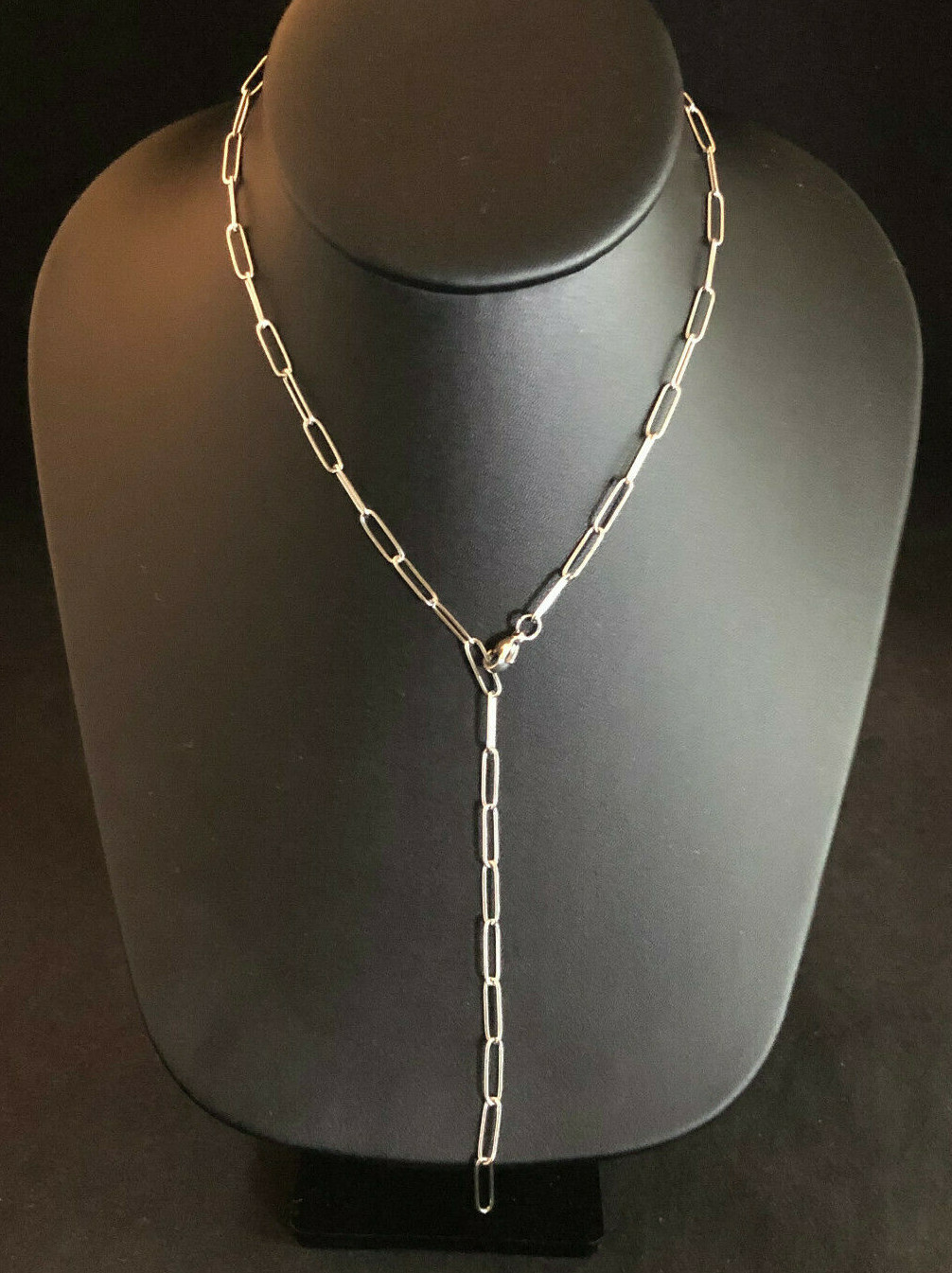 Paperclip Chain Link Necklace Silver Stainless Steel 3.6mm 19.5″ 4.7g #2024