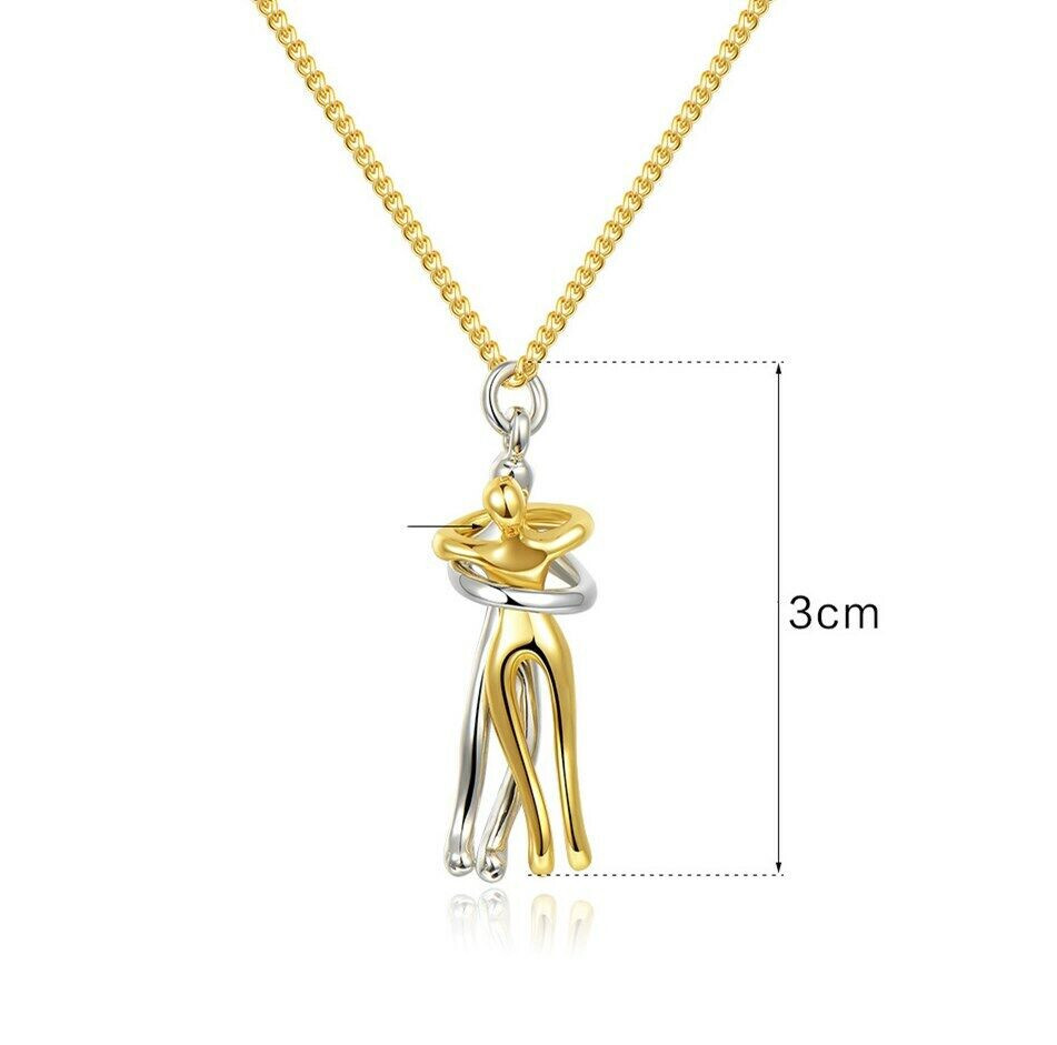 Couple Hugging Pendant Necklace Lovers Together Forever Metal Plating Love Style