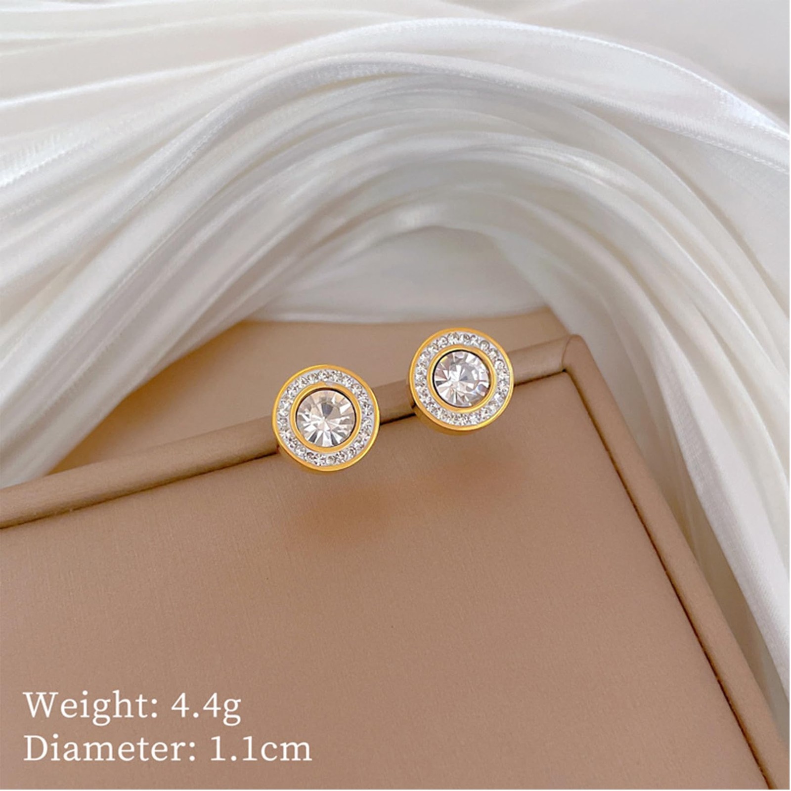 Earrings Germanium Lymphatic Drainage Therapy Lymph Detox Sparkly CZ Stud Gold