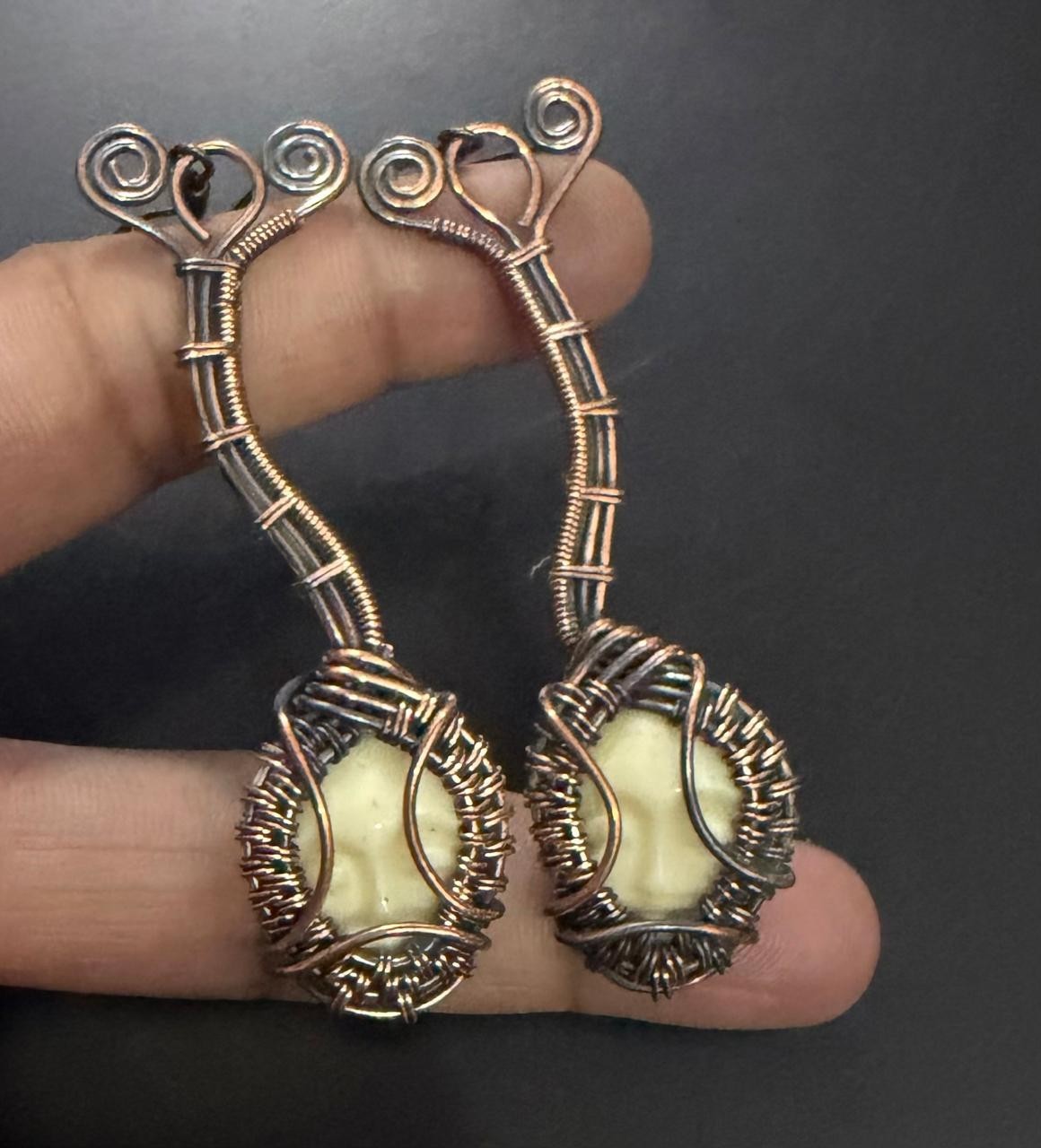 Acrylic Copper Wire Wrapped Handmade Earring Jewelry Gift For Event