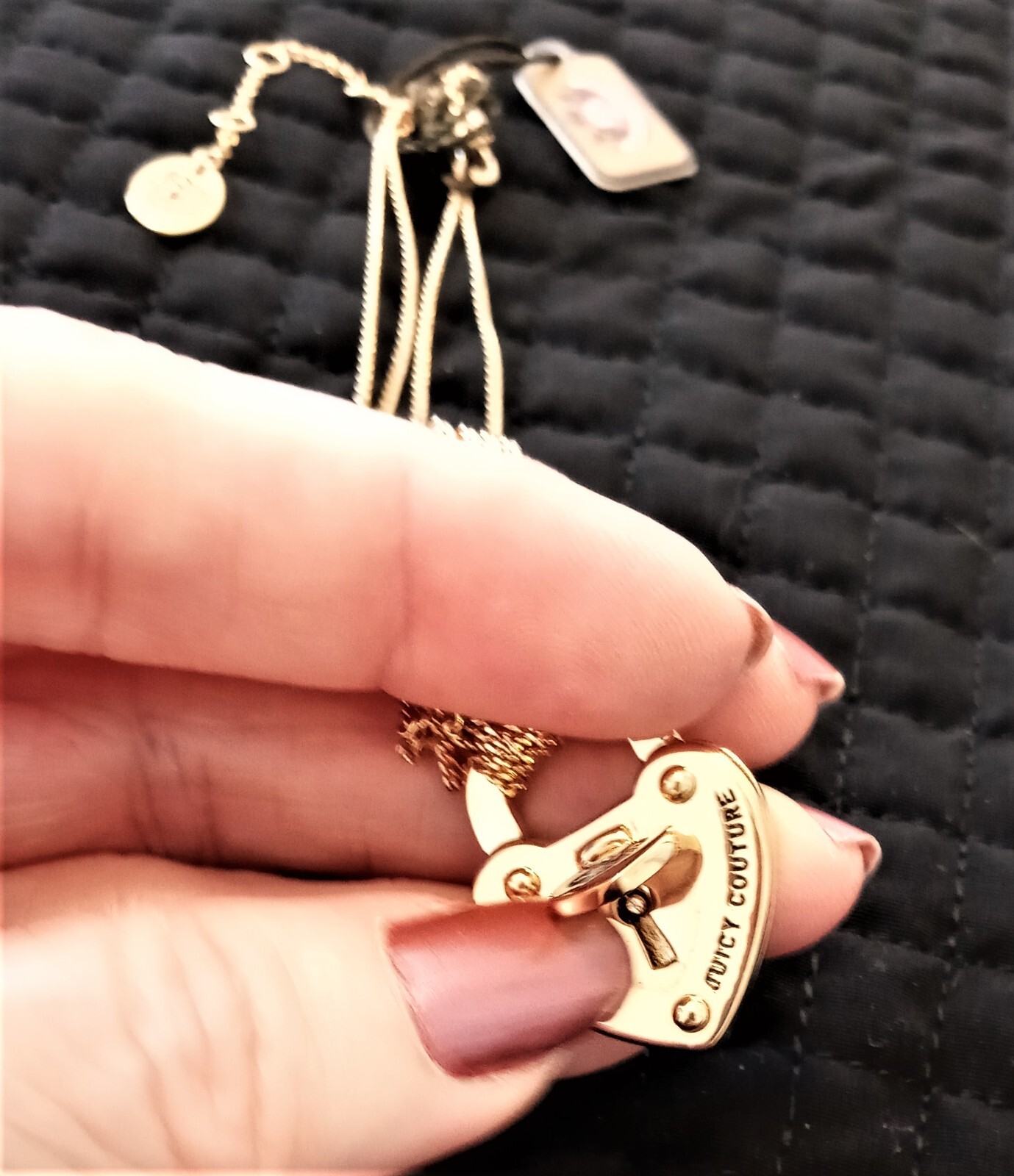 Vintage Juicy Couture Dual Strand Gold Plated Heart Padlock Necklace New in Box