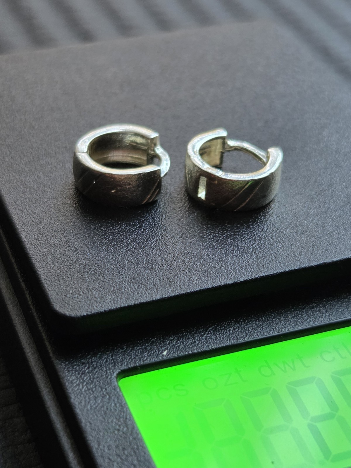 Silver 925 Round Hinged Hoop Huggie Earrings Pair No Stone Metal