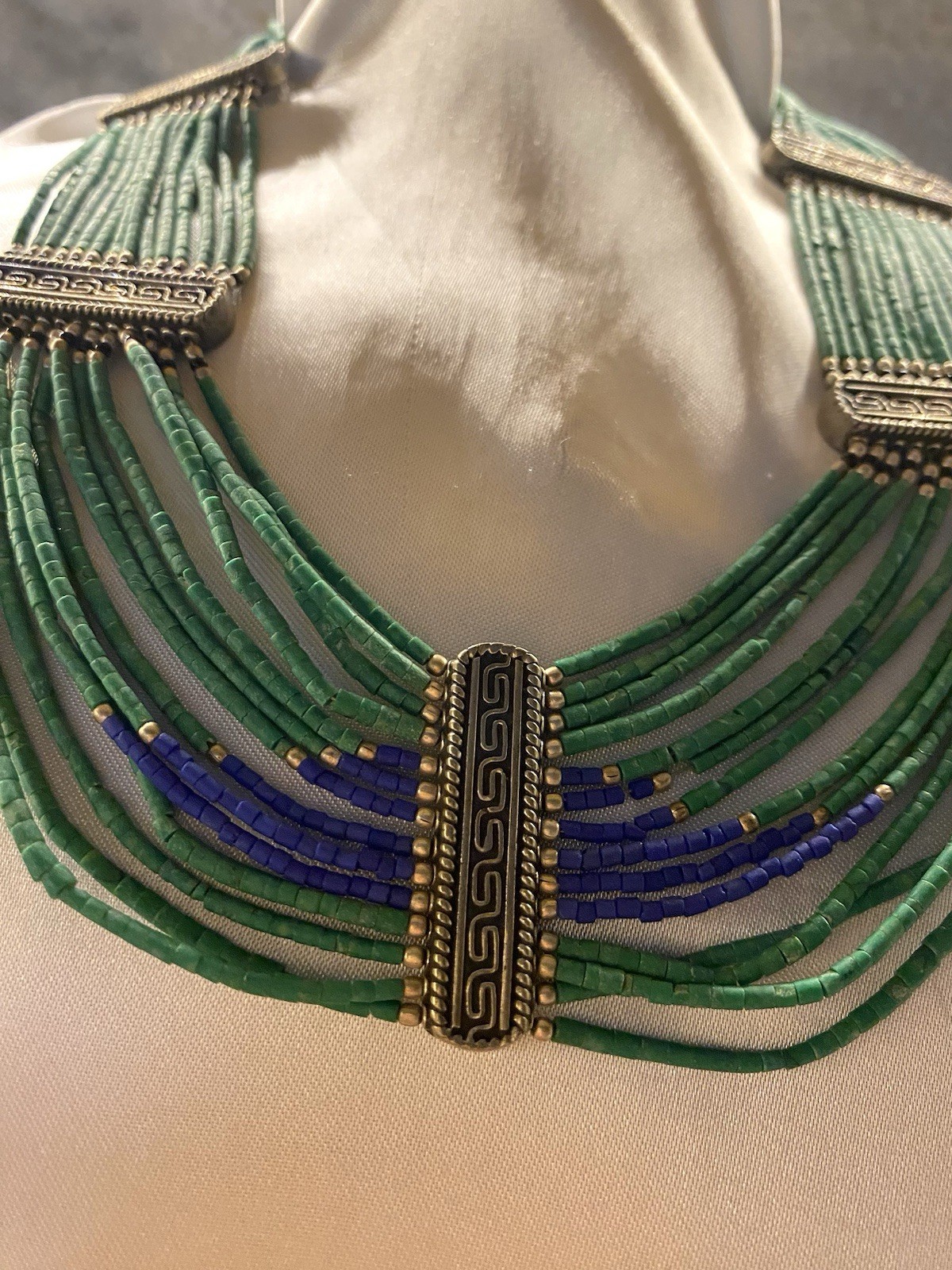 Vintage Necklace –Lapis Lazuli & Turquoise Statement-Handmade-Rare Find