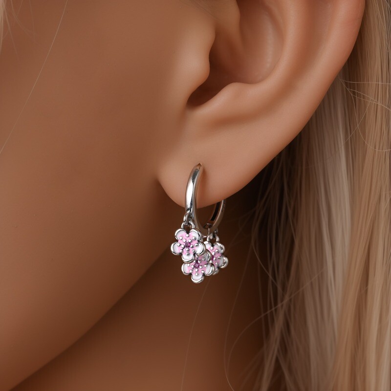 KUNSIR 925 Silver Flower Cluster Earrings Women Drop Dangle Wedding Bridal Prom