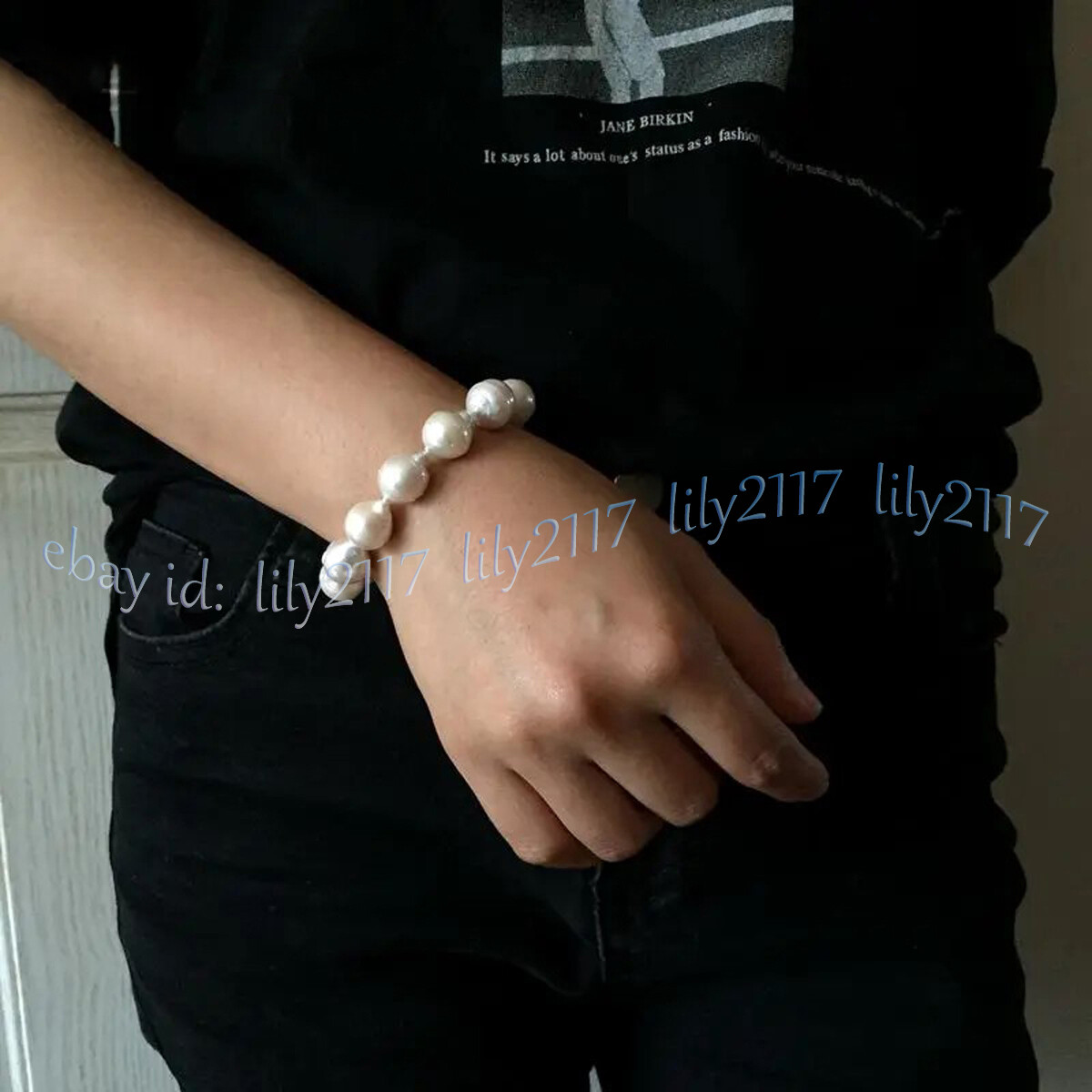 Rare 15-20mm Genuine Natural South Sea White Baroque Keshi Pearl Bracelet 8”