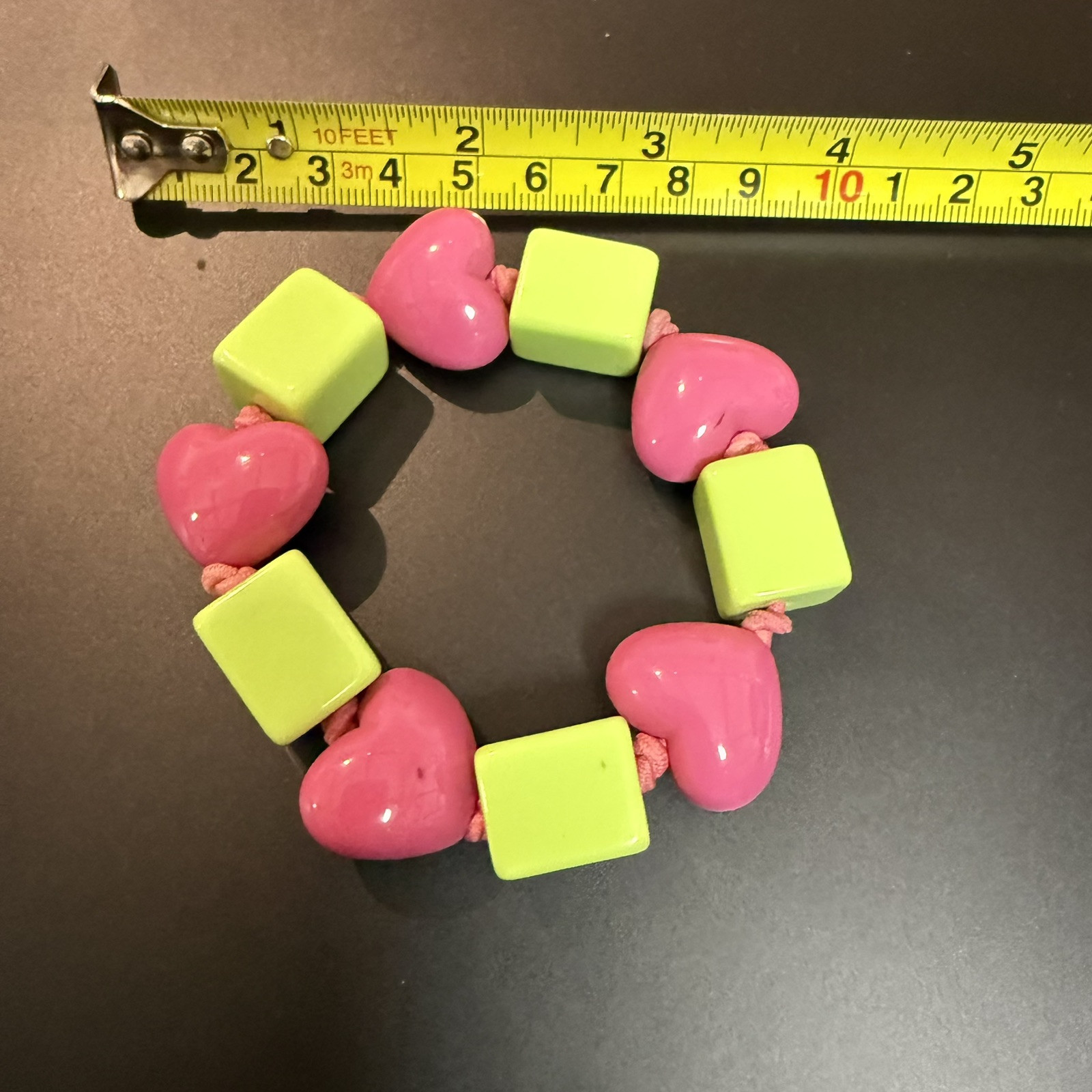 Gymboree Lovable Giraffe Pink Hearts Lime Green Cubes Girls Stretch Bracelet