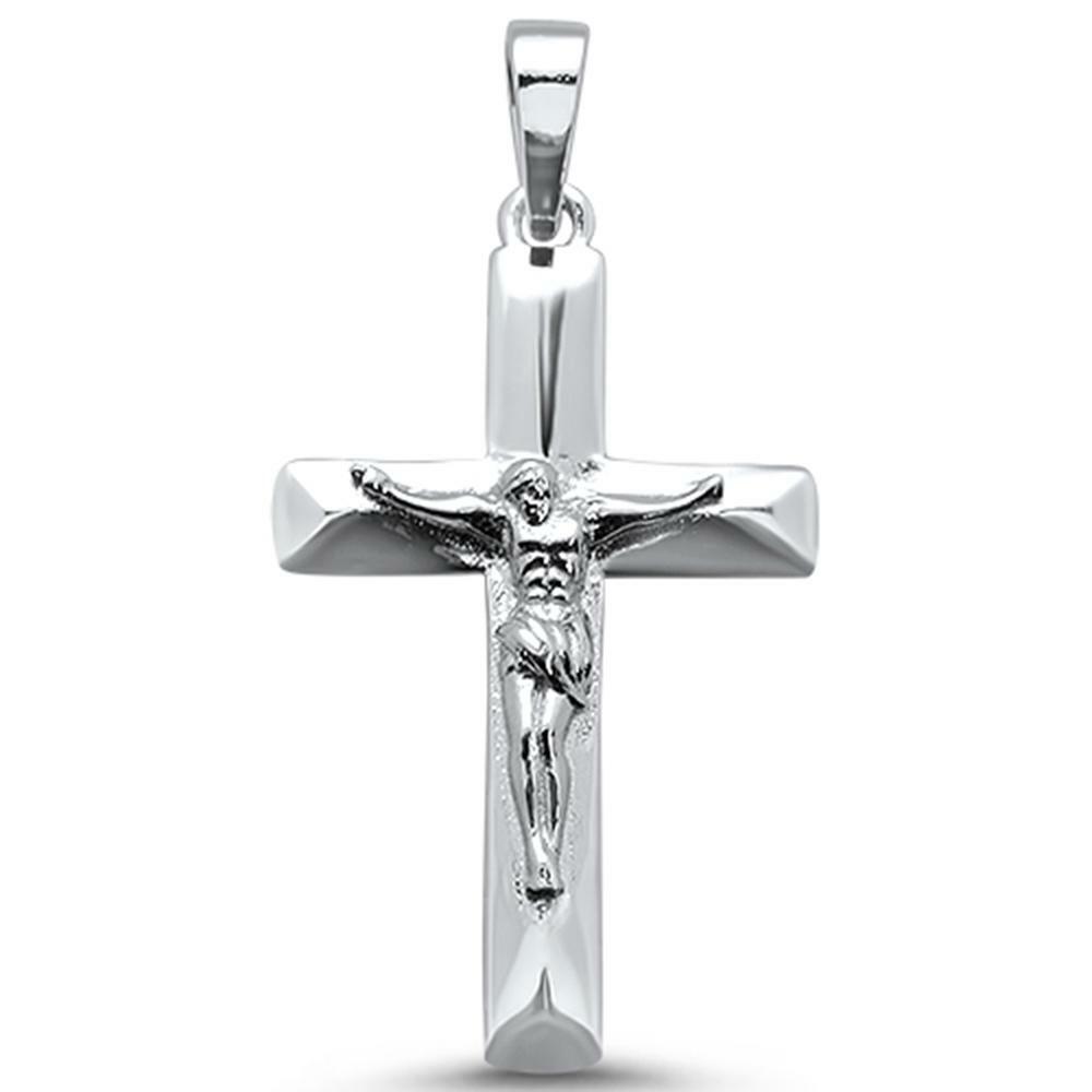 Solid Plain Jesus Cross .925 Sterling Silver Pendant