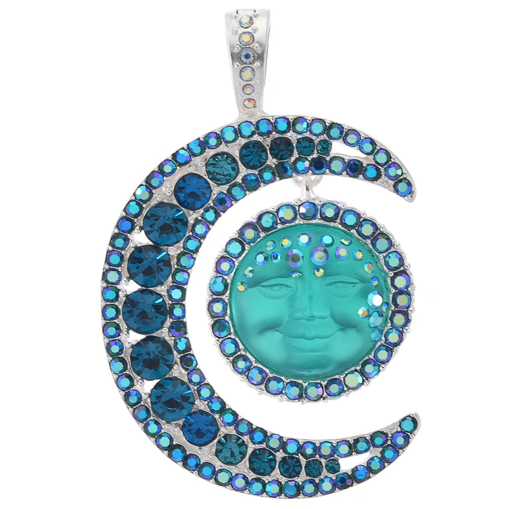 KIRKS FOLLY MOONDUST 18MM GODDESS SEAVIEW MOON FOLDOVER PENDANT AZURE ST