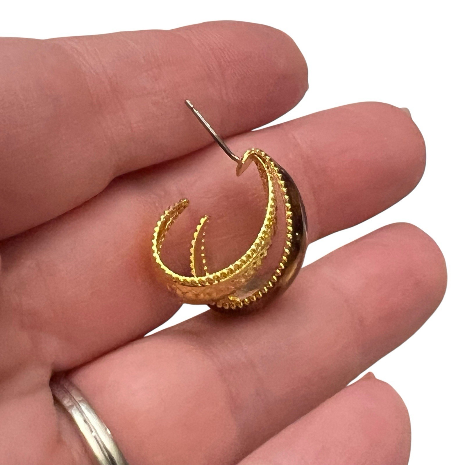 Gold Tone Small Hoop Earrings 3 Pairs Casual Enamel Dressy Professional Formal