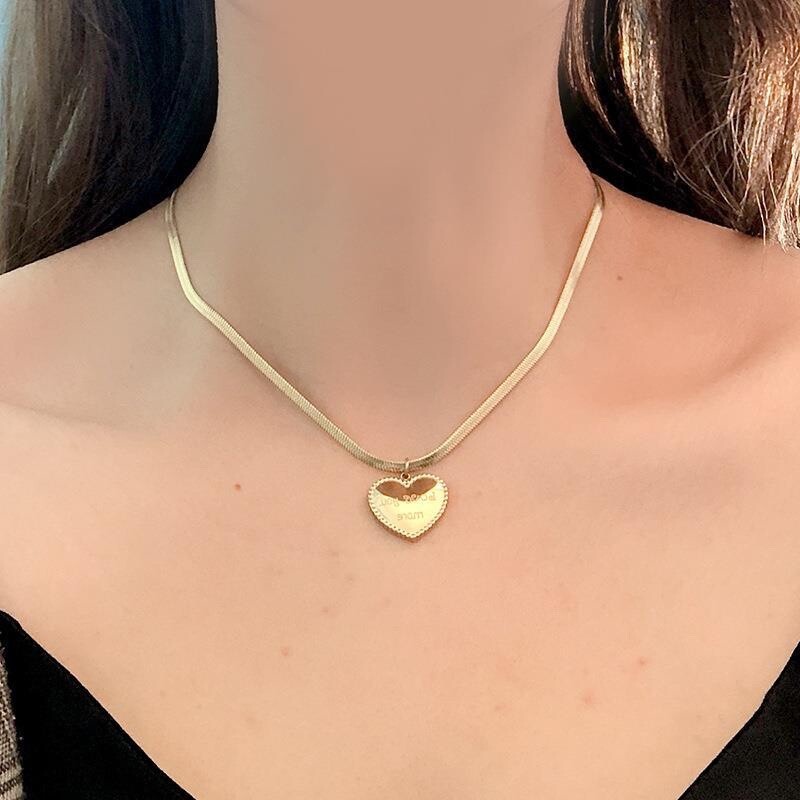 Women’s Fashion Jewelry Gold Heart Love You More Pendant Necklace 1-213