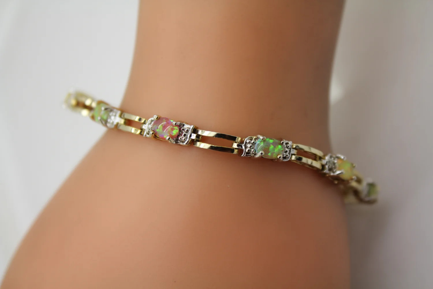 FAS .925 S.S. MULTI COLOR OPAL PANEL bracelet 7″