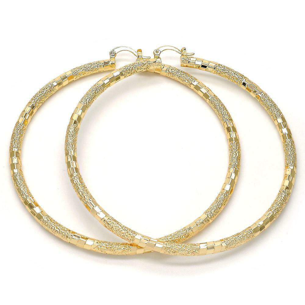 Women’s Glitter Diamond Cut 14k Gold Filled 4mm Medium Large Round Hoop Earring