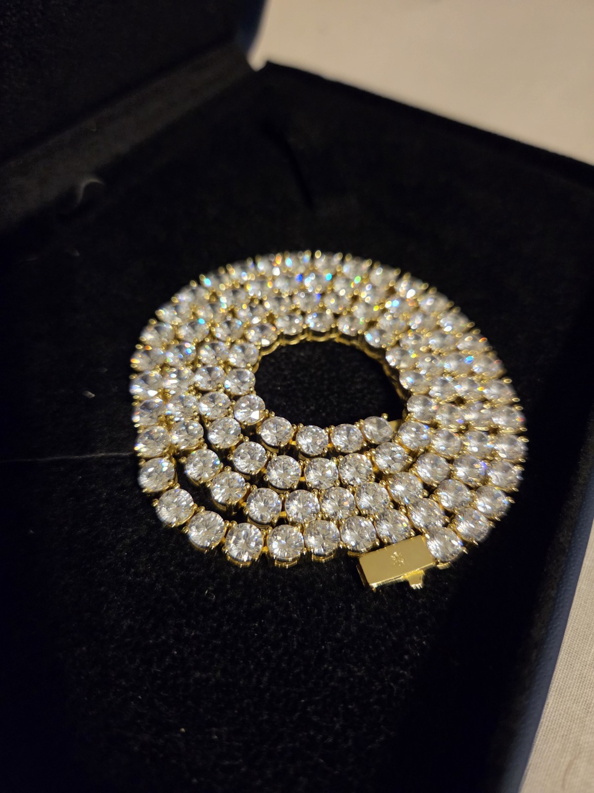 5mm Tennis Chain CZ Cubic Zirconia Yellow Gold 22in Box Clasp IceCartel